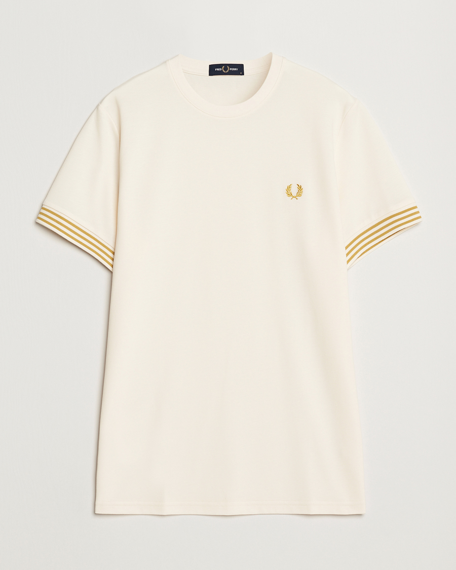 Mies | T-paidat | Fred Perry | Striped Cuff Crew Neck T-Shirt Ecru