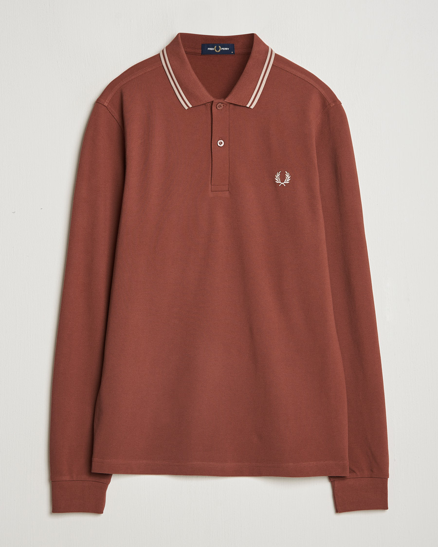 Mies | Puserot | Fred Perry | Twin Tipped Long Sleeve Polo Shirt Whiskey Brown