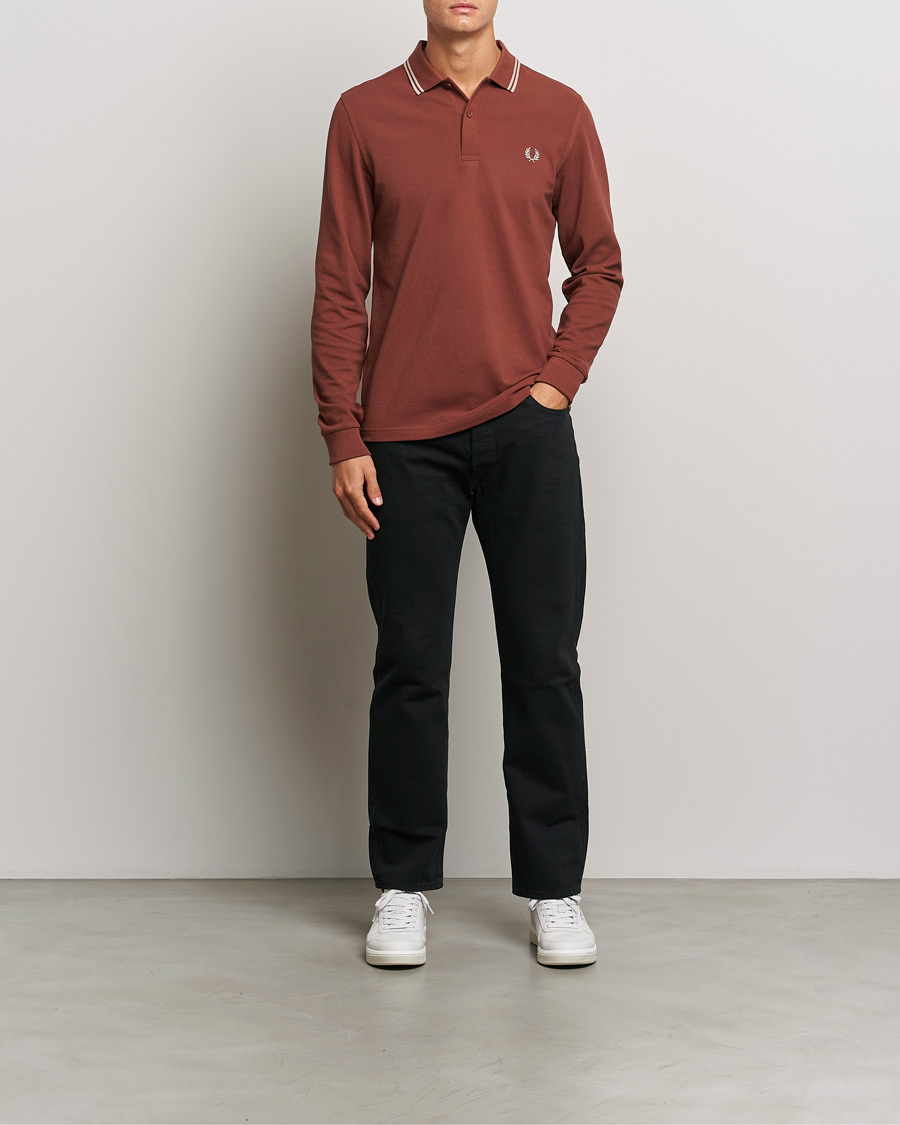 Mies | Puserot | Fred Perry | Twin Tipped Long Sleeve Polo Shirt Whiskey Brown