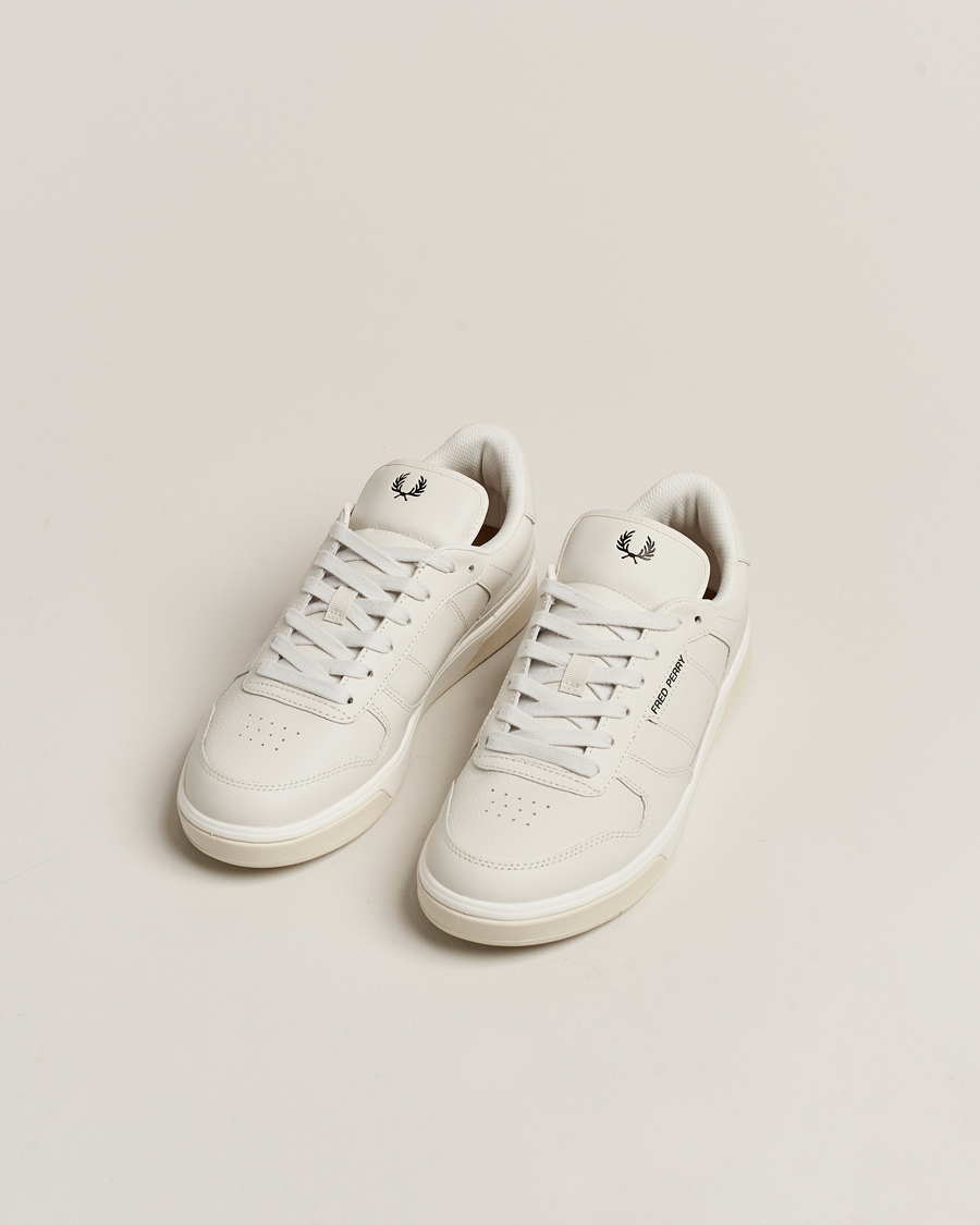 Mies | Fred Perry B300 Textured Leather Sneaker White | Fred Perry | B300 Textured Leather Sneaker White