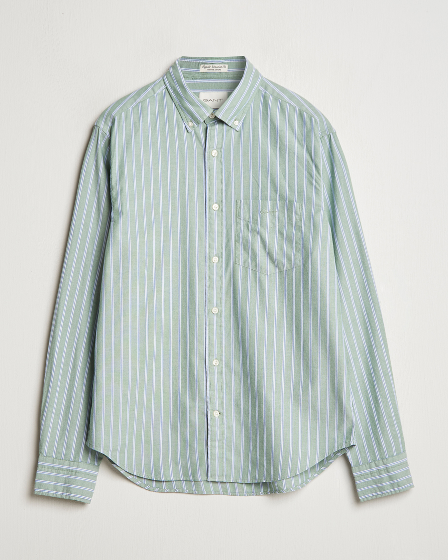 Mies | Kauluspaidat | GANT | Archive Oxford Stripe Shirt Dry Forest