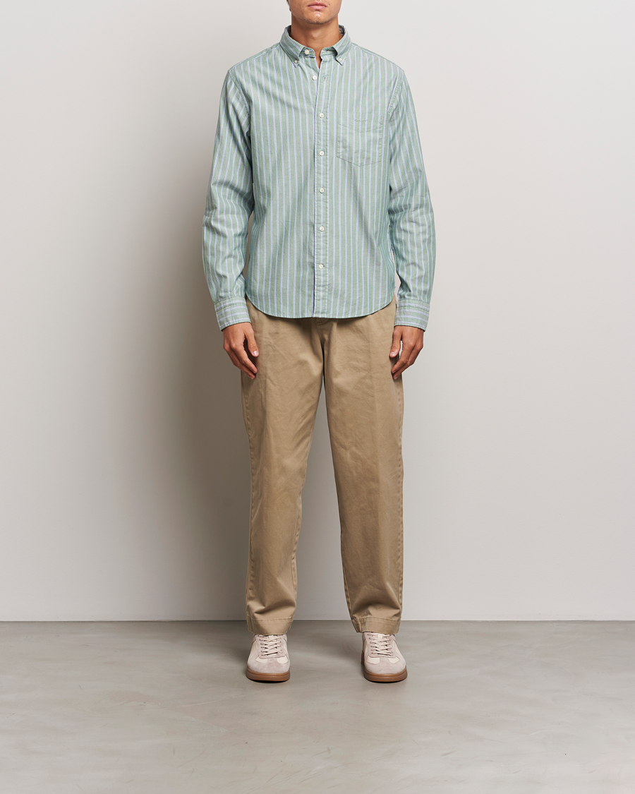 Mies | Kauluspaidat | GANT | Archive Oxford Stripe Shirt Dry Forest