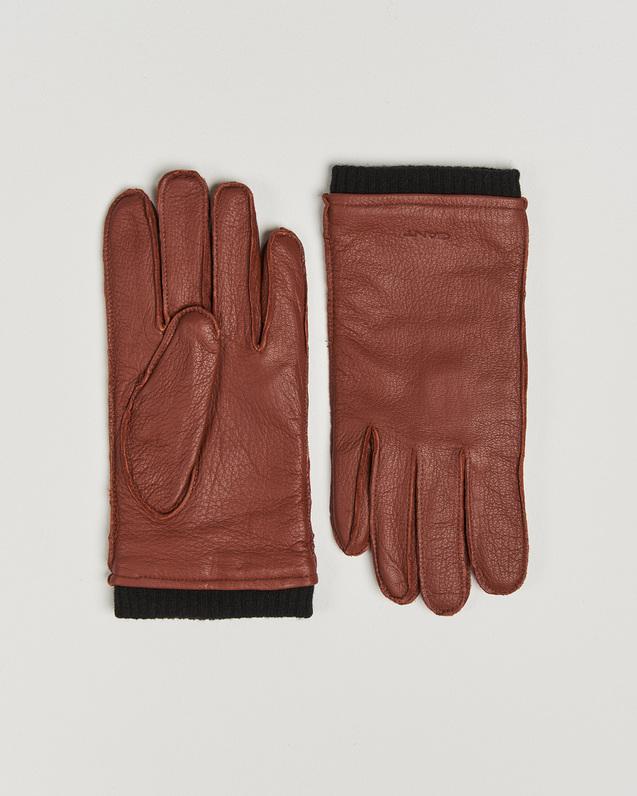 Mies | GANT Cashmere Lined Leather Gloves Cognac Brown | GANT | Cashmere Lined Leather Gloves Cognac Brown