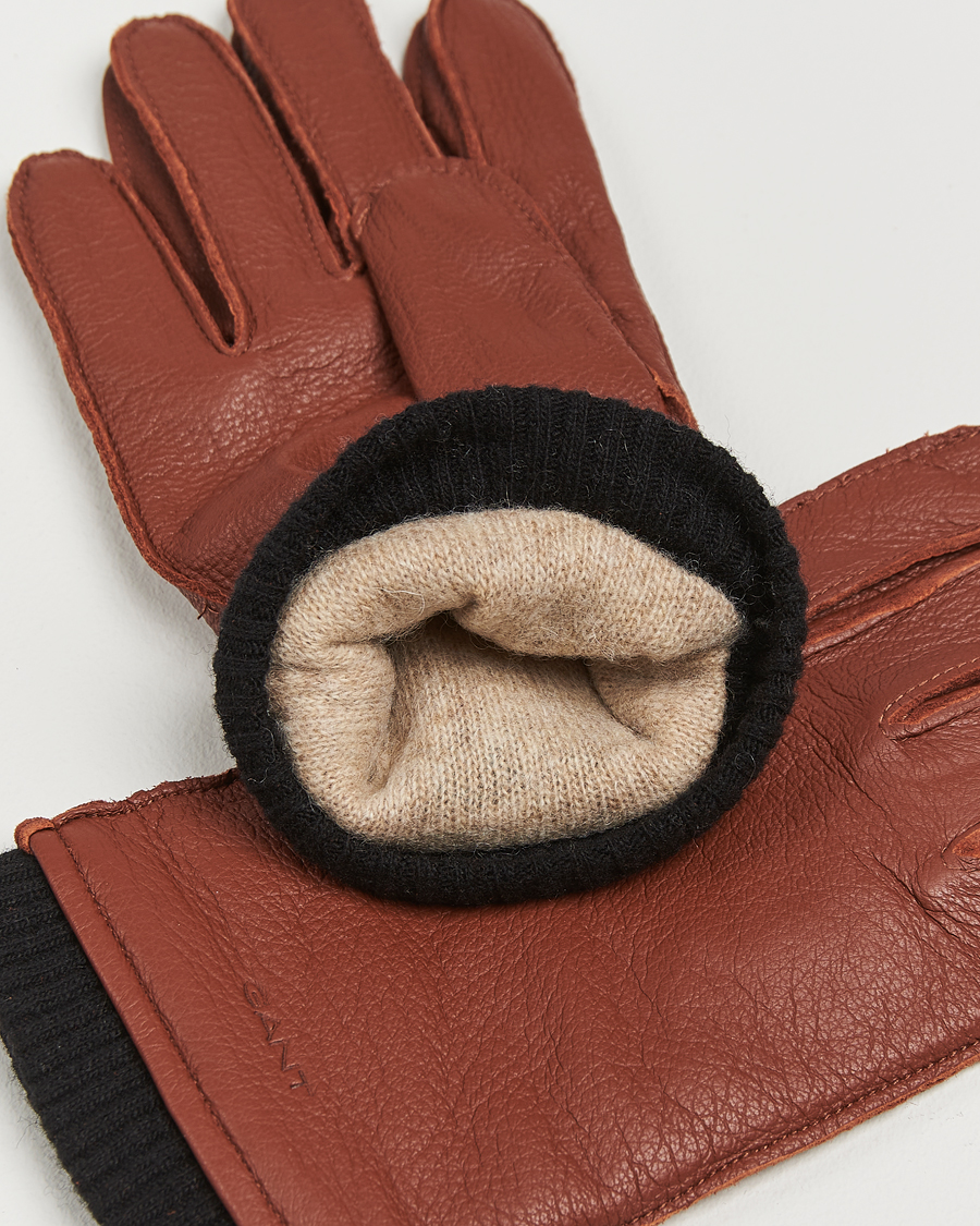 Mies | GANT Cashmere Lined Leather Gloves Cognac Brown | GANT | Cashmere Lined Leather Gloves Cognac Brown