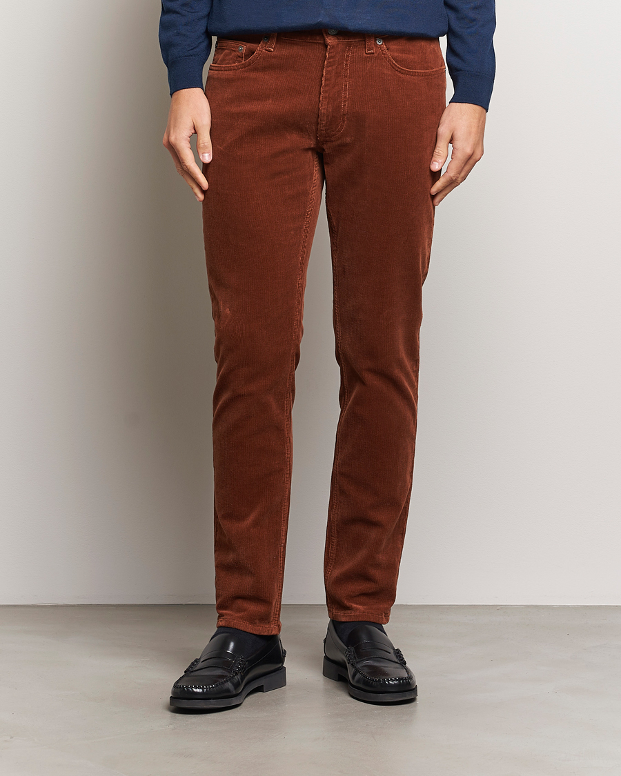 Mies | Housut | Gant | Cord 5-Pocket Jeans Chocolate Brown