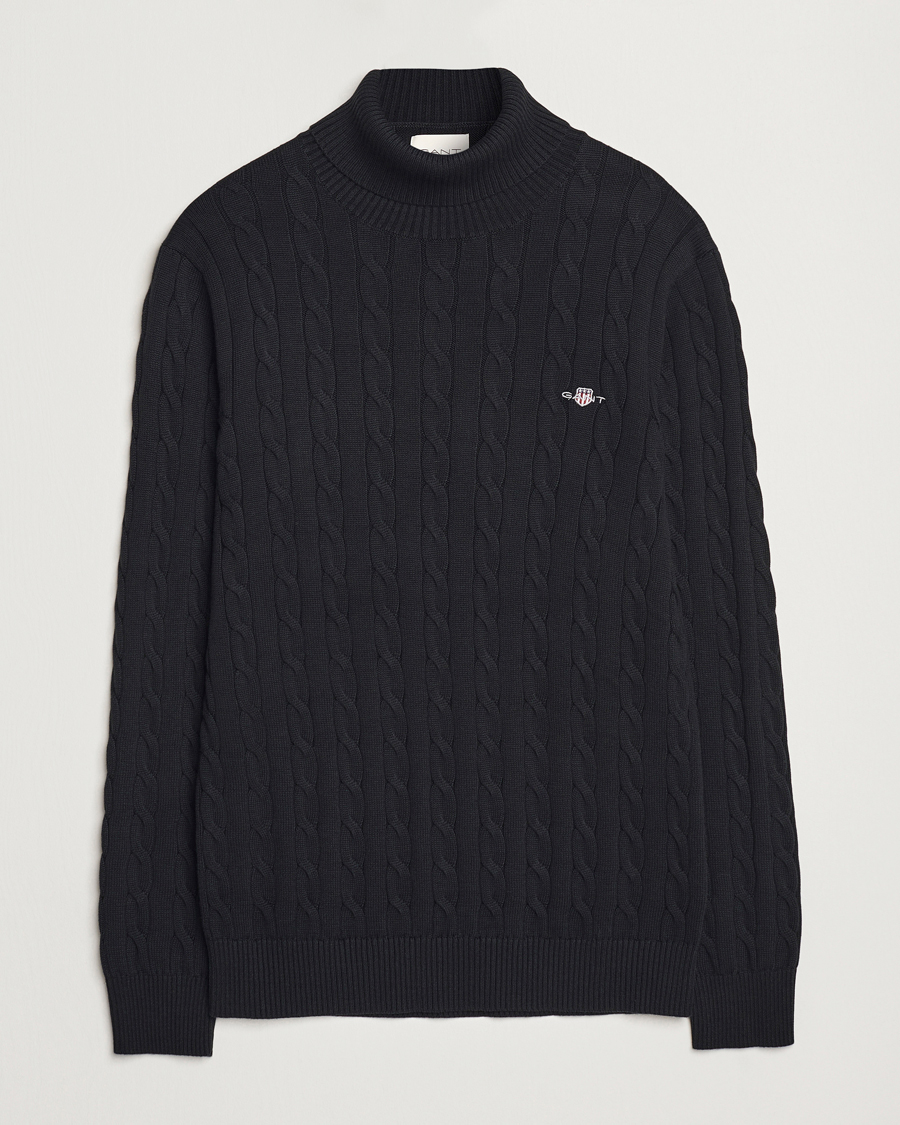 Mies | Puserot | GANT | Cotton Cable Turtle Neck Black