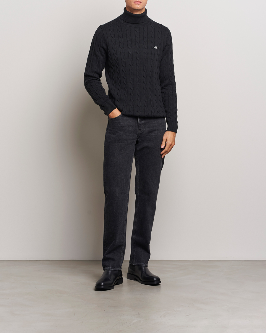 Mies | Puserot | GANT | Cotton Cable Turtle Neck Black