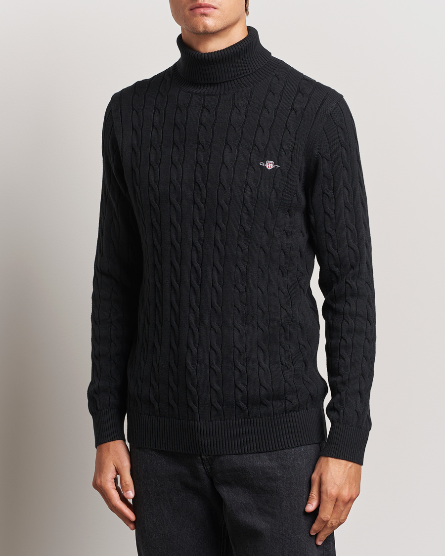 Mies | Puserot | GANT | Cotton Cable Turtle Neck Black