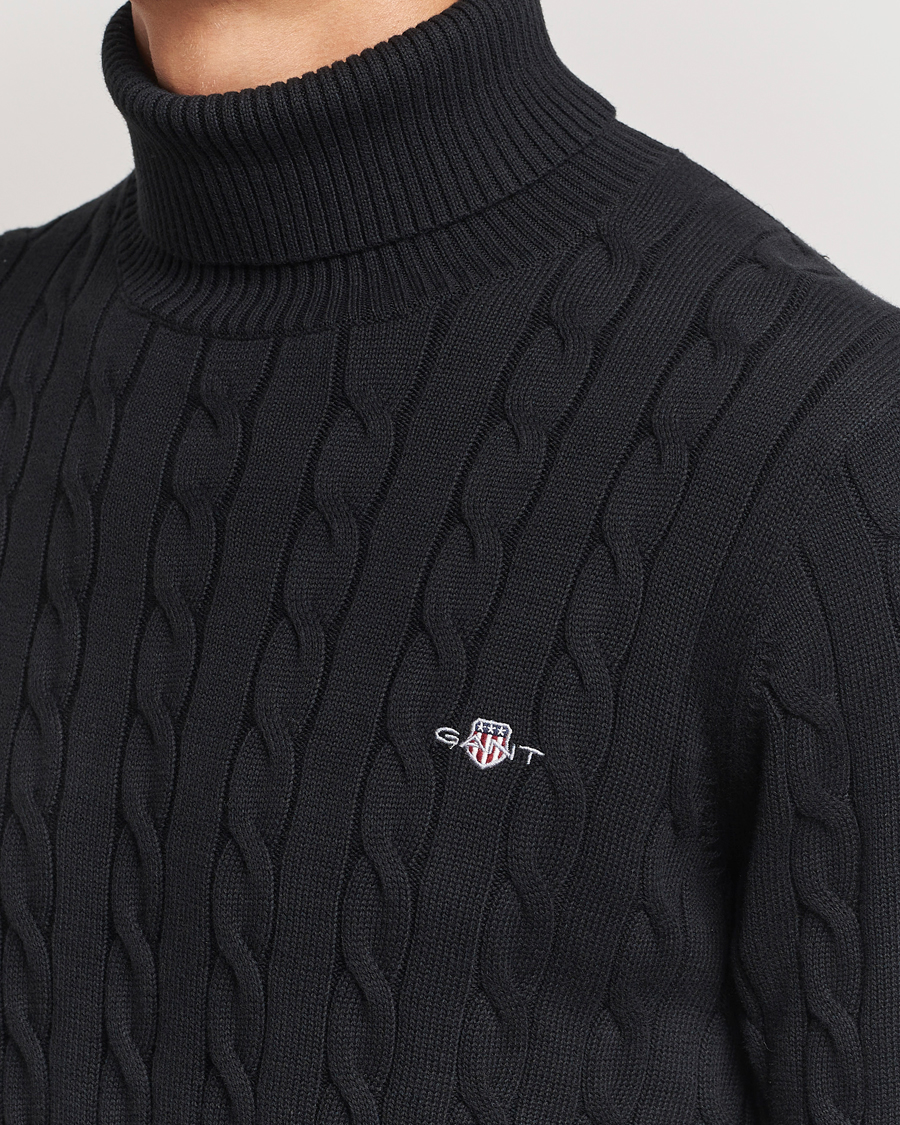Mies | Puserot | GANT | Cotton Cable Turtle Neck Black