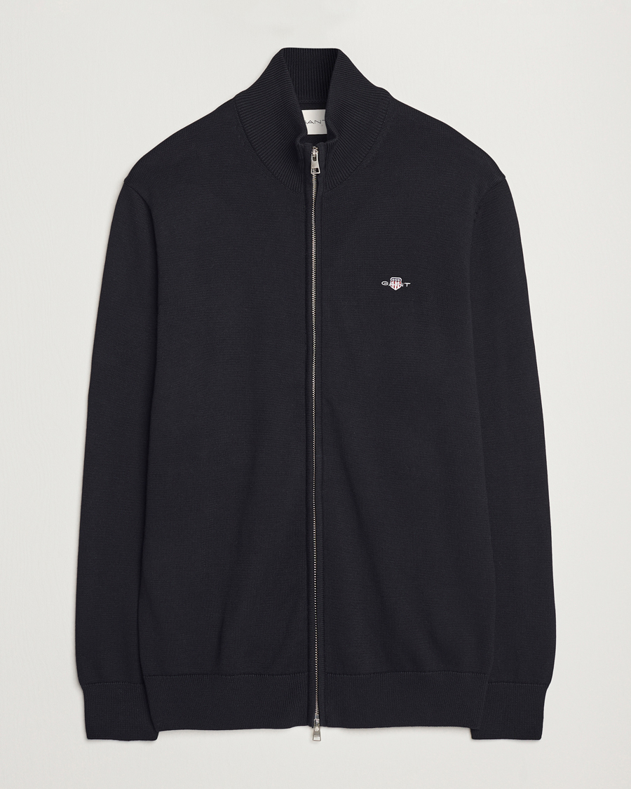 Mies | Puserot | GANT | Cotton Full Zip Cardigan Black