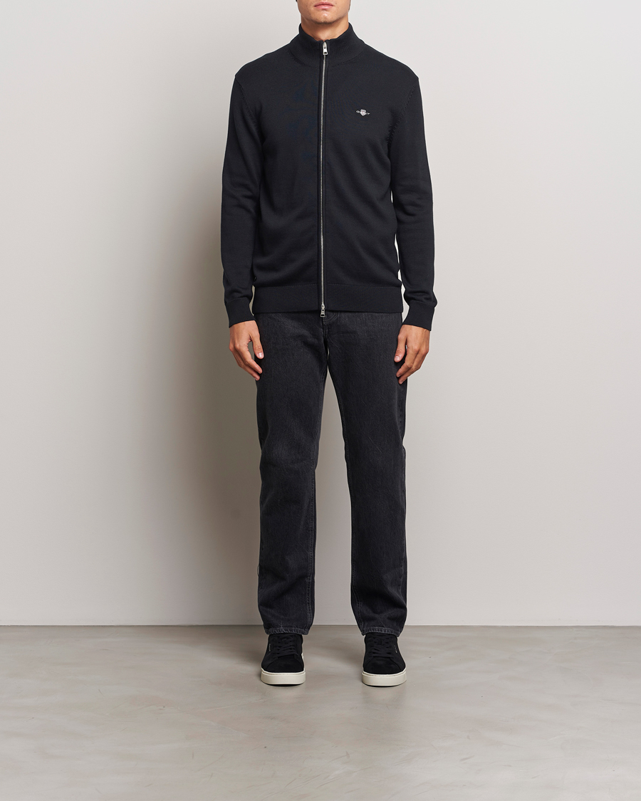 Mies | Puserot | GANT | Cotton Full Zip Cardigan Black