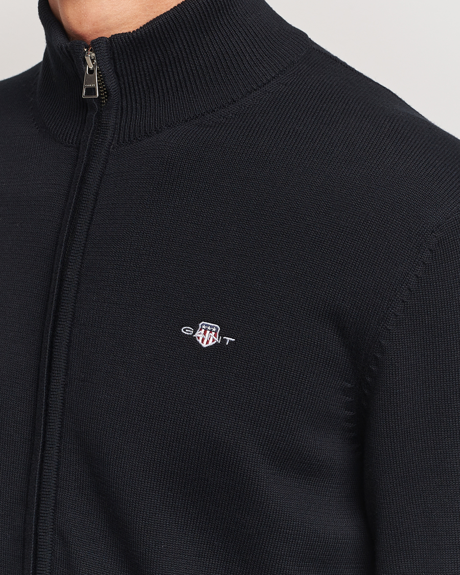Mies | Puserot | GANT | Cotton Full Zip Cardigan Black