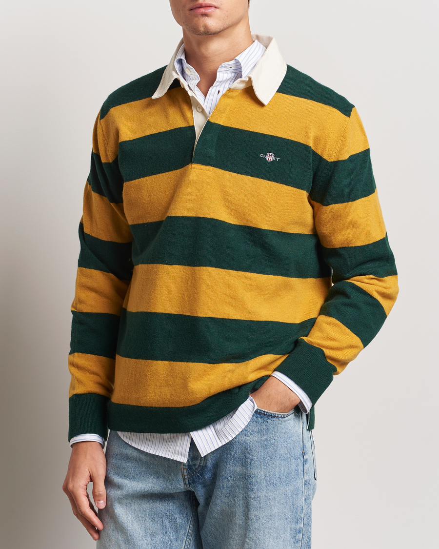 Mies | Puserot | GANT | Extra Fine Lambswool Striped Rugger Tartan Green