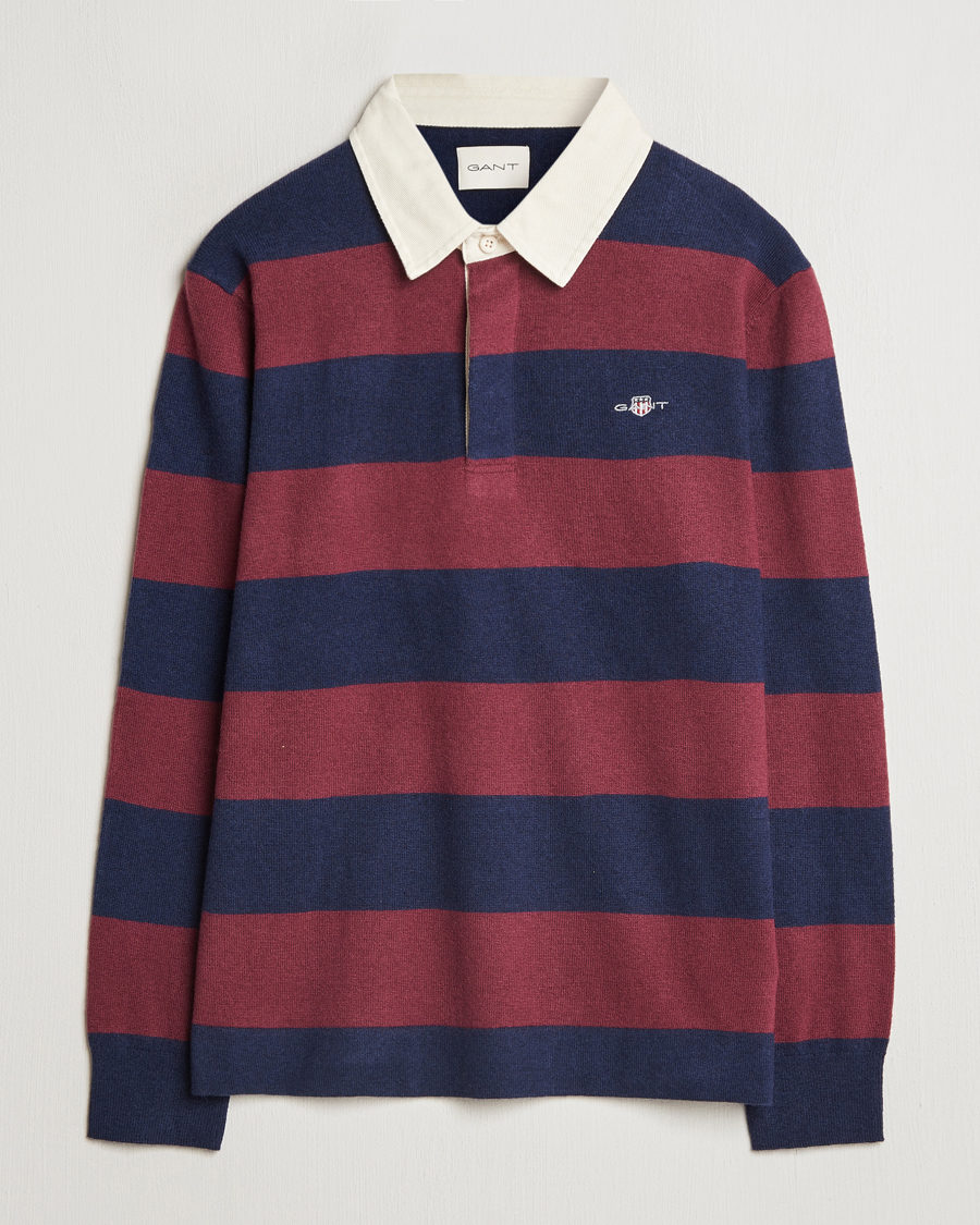 Mies | Puserot | GANT | Extra Fine Lambswool Striped Rugger Marine