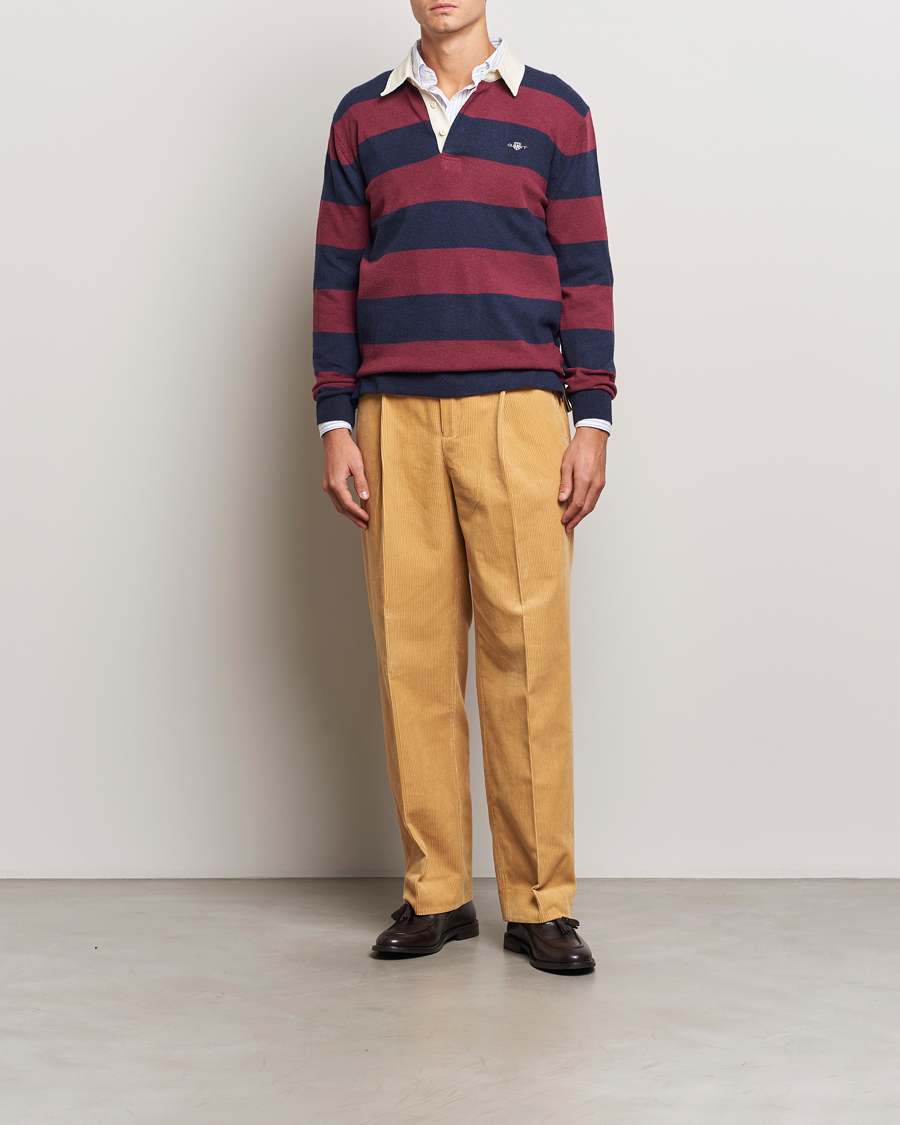 Mies | Puserot | GANT | Extra Fine Lambswool Striped Rugger Marine