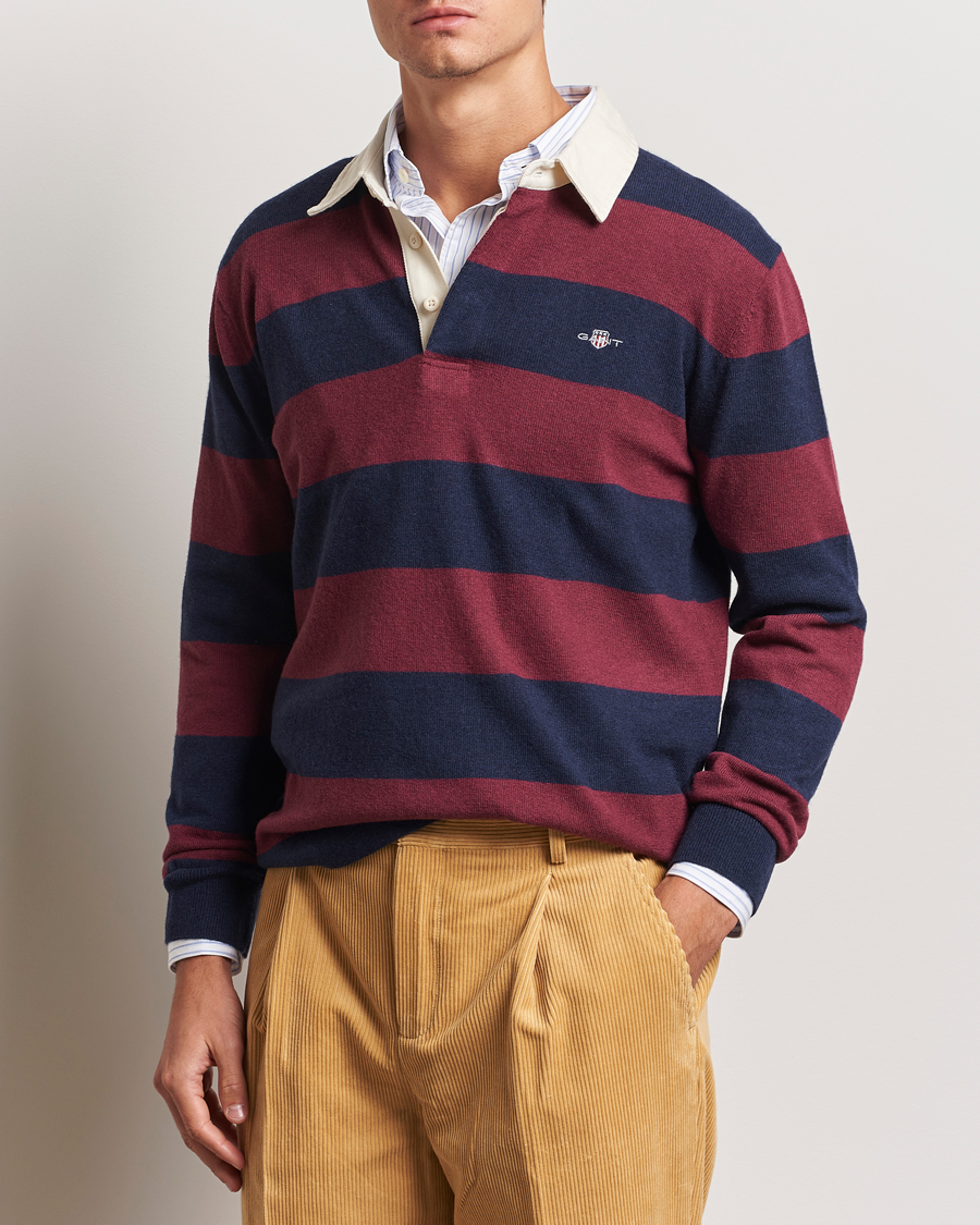 Mies | Puserot | GANT | Extra Fine Lambswool Striped Rugger Marine