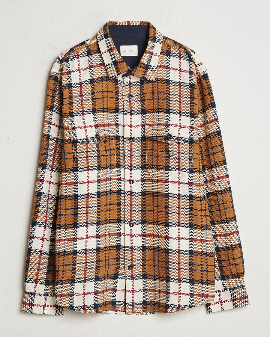 Mies | Kauluspaidat | GANT | Herringbone Checked Overshirt Warm Earth