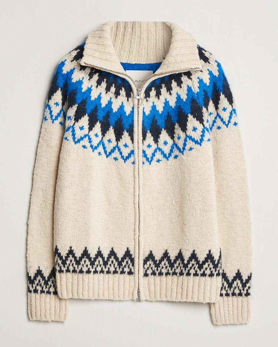 Mies | Puserot | Gant | Jacquard Zip Cardigan Cream