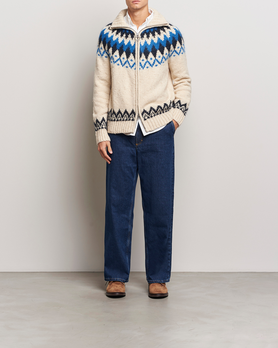 Mies | Puserot | Gant | Jacquard Zip Cardigan Cream