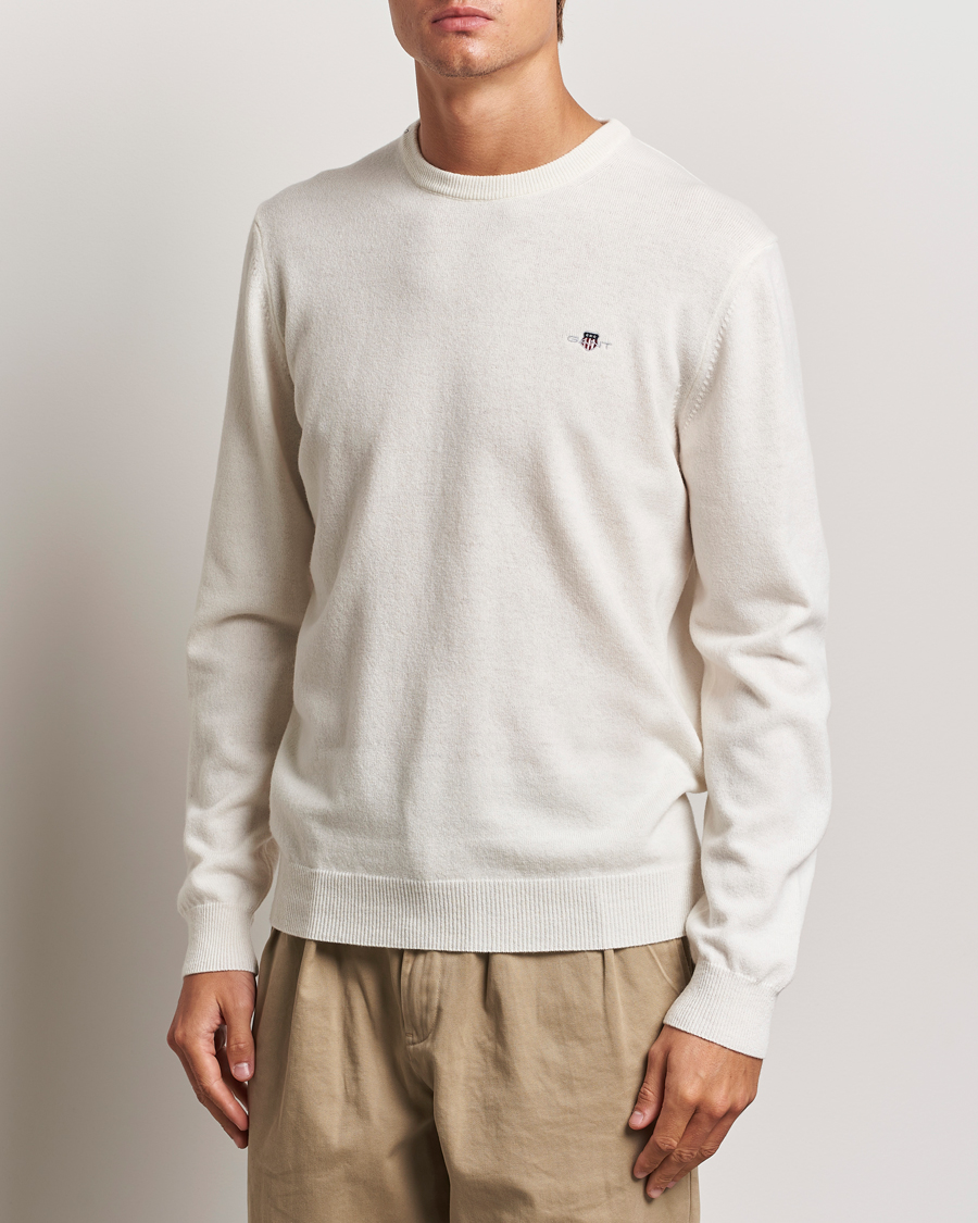 Mies | Puserot | GANT | Lambswool Crew Neck Pullover Cream