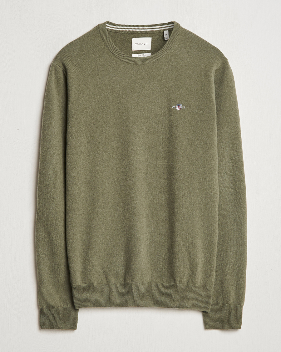 Mies | Puserot | GANT | Lambswool Crew Neck Pullover Juniper Green