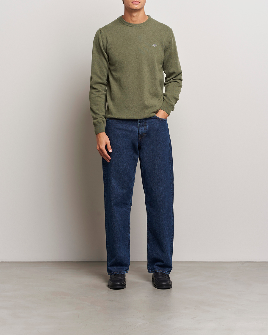 Mies | Puserot | GANT | Lambswool Crew Neck Pullover Juniper Green