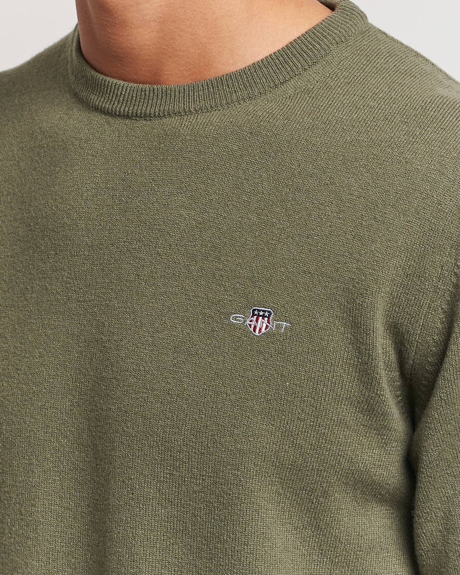 Mies | Puserot | GANT | Lambswool Crew Neck Pullover Juniper Green