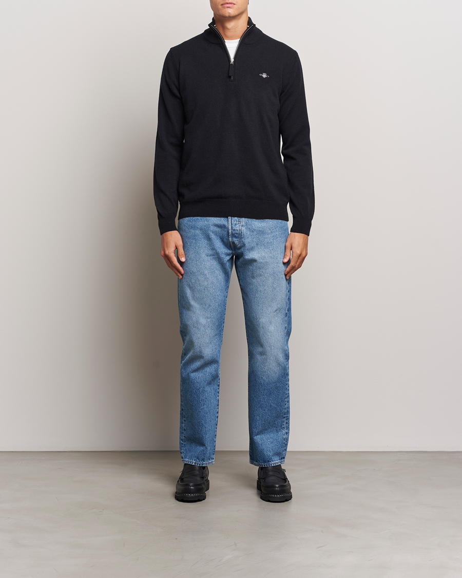 Mies | Puserot | GANT | Lamsbwool Half Zip Black