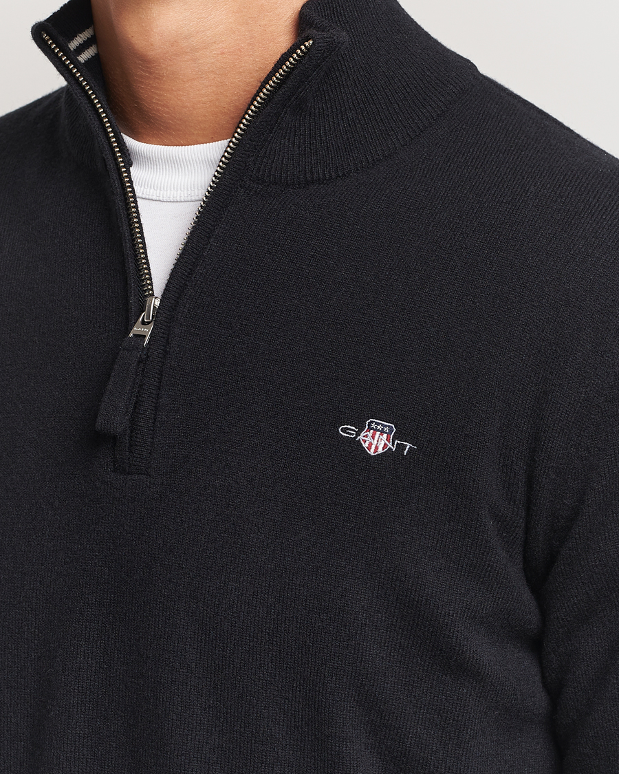 Mies | Puserot | GANT | Lamsbwool Half Zip Black