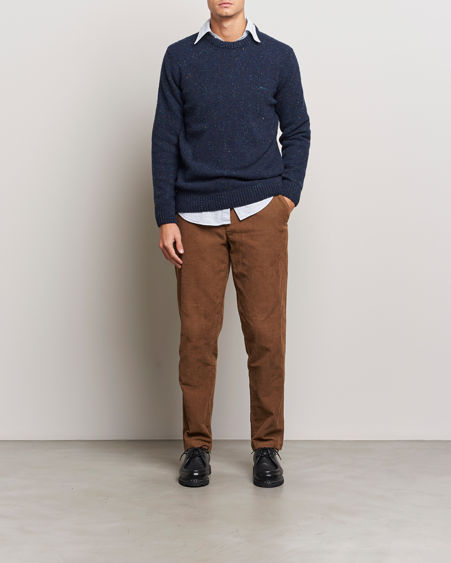 Mies | Puserot | GANT | Neps Wool Crew Neck Evening Blue