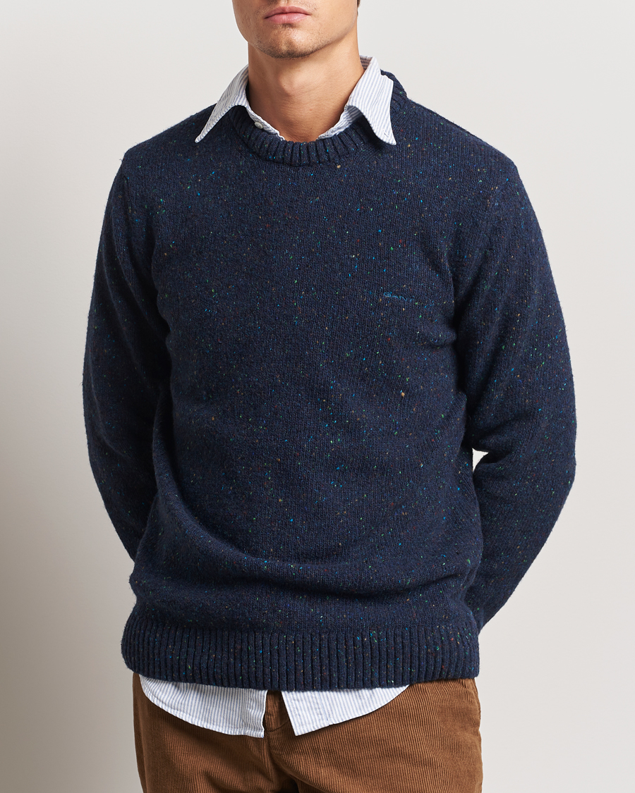 Mies | Puserot | GANT | Neps Wool Crew Neck Evening Blue