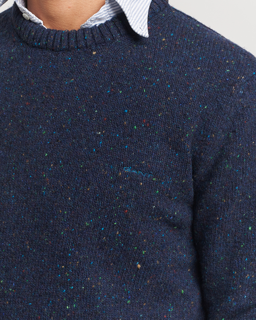 Mies | Puserot | GANT | Neps Wool Crew Neck Evening Blue