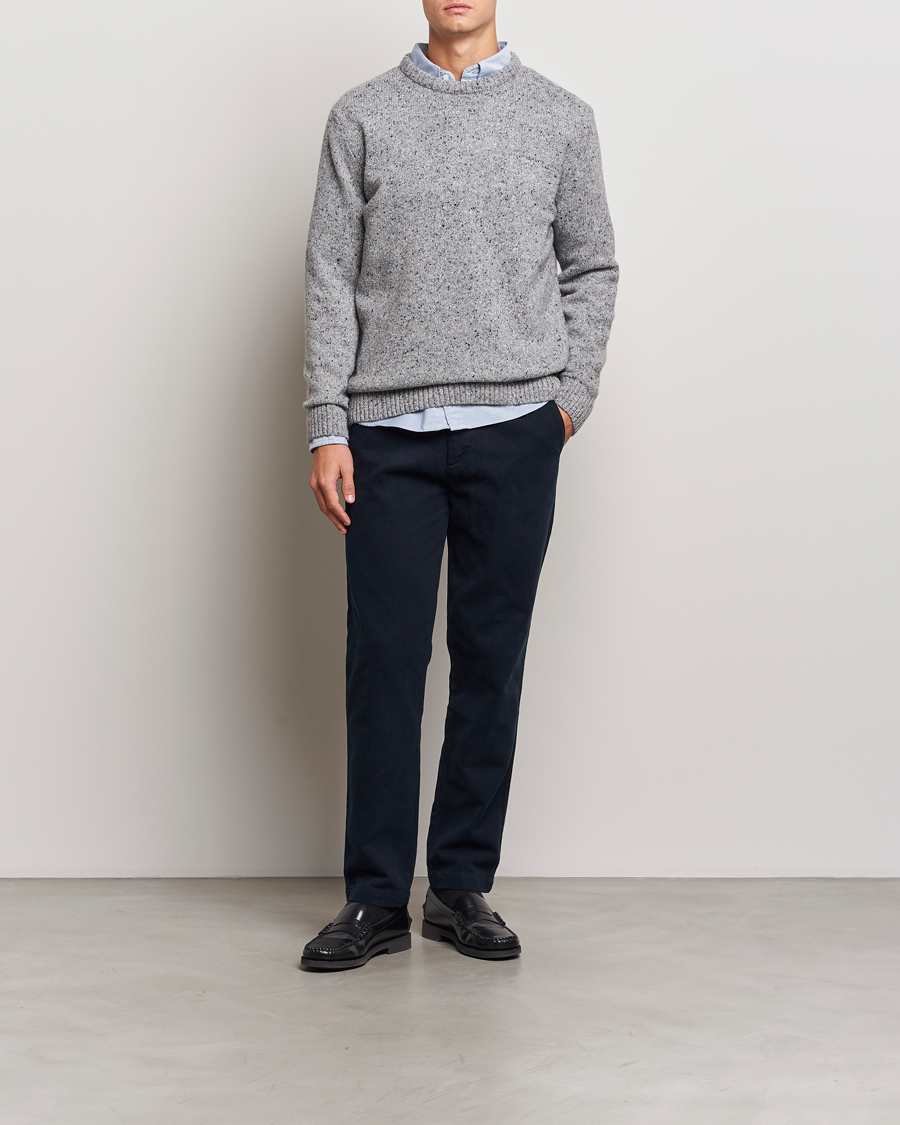 Mies | Puserot | GANT | Neps Wool Crew Neck Grey Melange