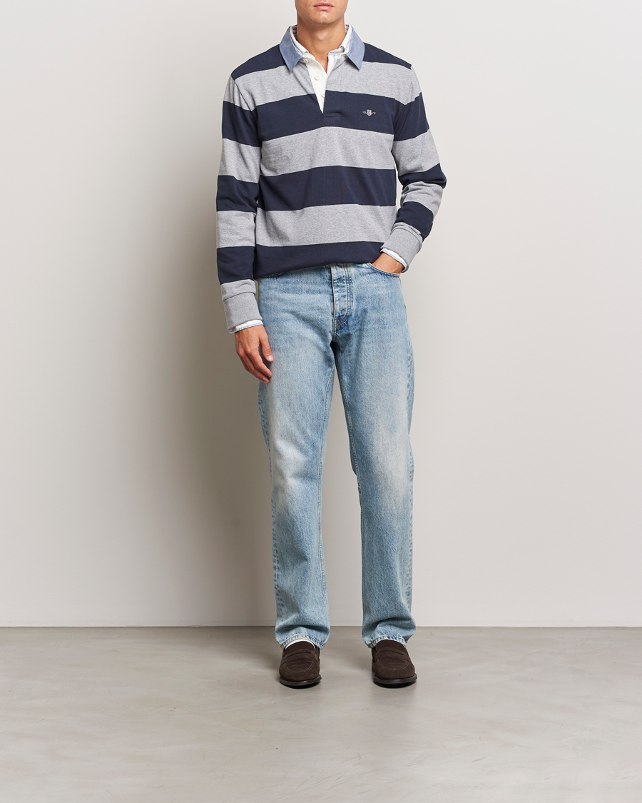 Mies | Puserot | Gant | Chambray Striped Heavy Rugger Grey Melange