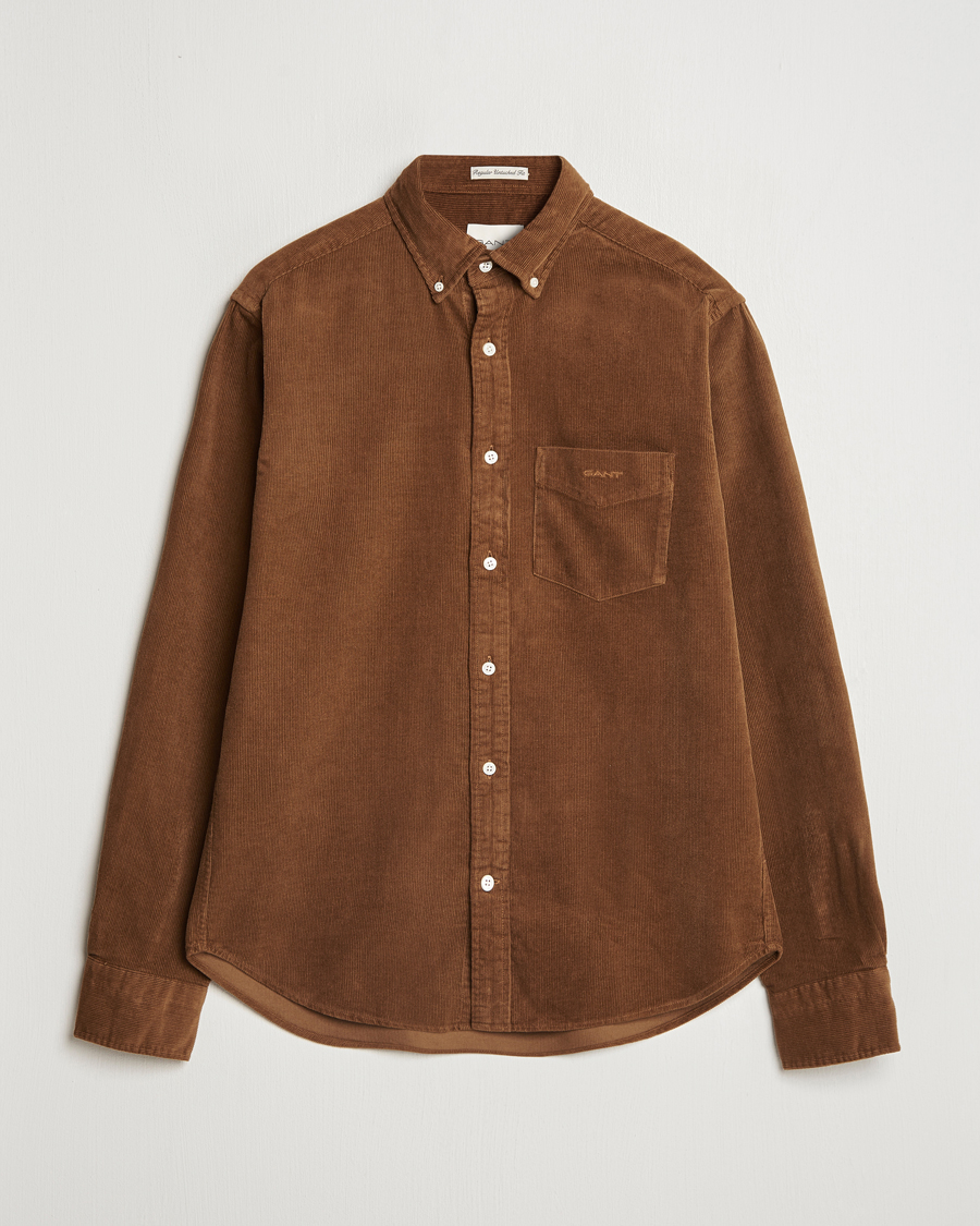Mies | Kauluspaidat | Gant | Regular Fit Corduroy Shirt Brown Melange