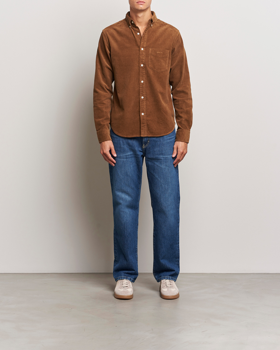 Mies | Kauluspaidat | GANT | Regular Fit Corduroy Shirt Brown Melange