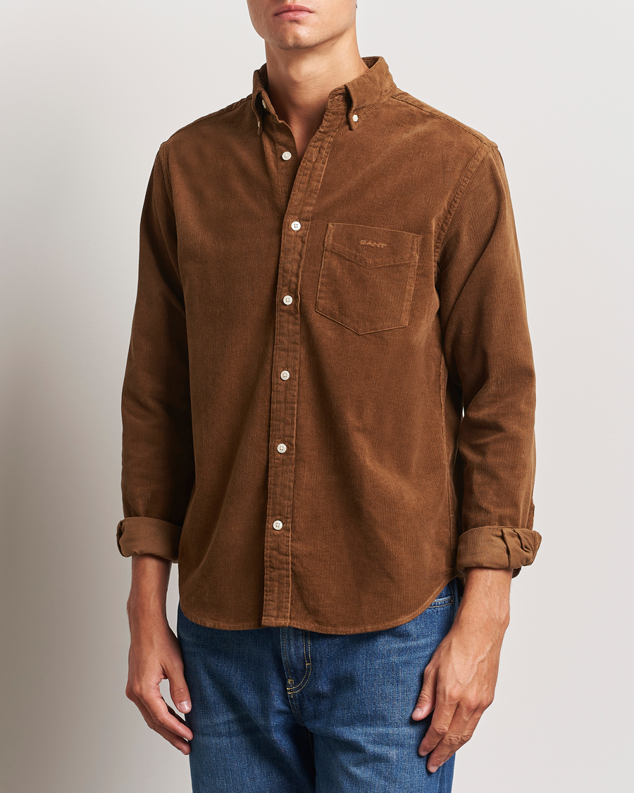 Mies | Kauluspaidat | GANT | Regular Fit Corduroy Shirt Brown Melange