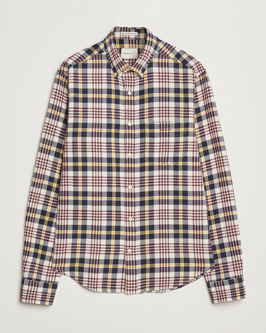 Mies | Kauluspaidat | GANT | Regular Flannel Plaid Shirt Cream