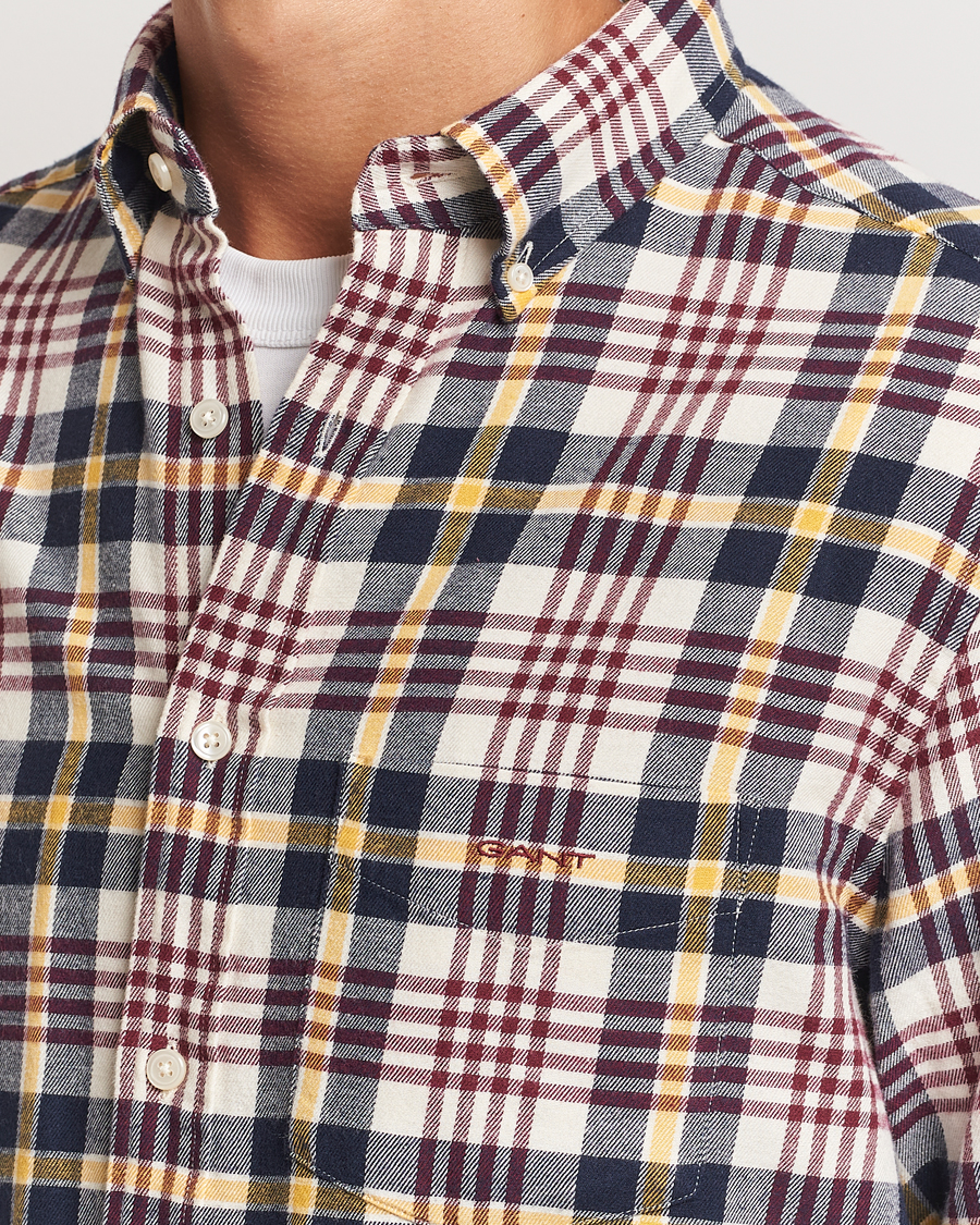 Mies | Kauluspaidat | GANT | Regular Flannel Plaid Shirt Cream
