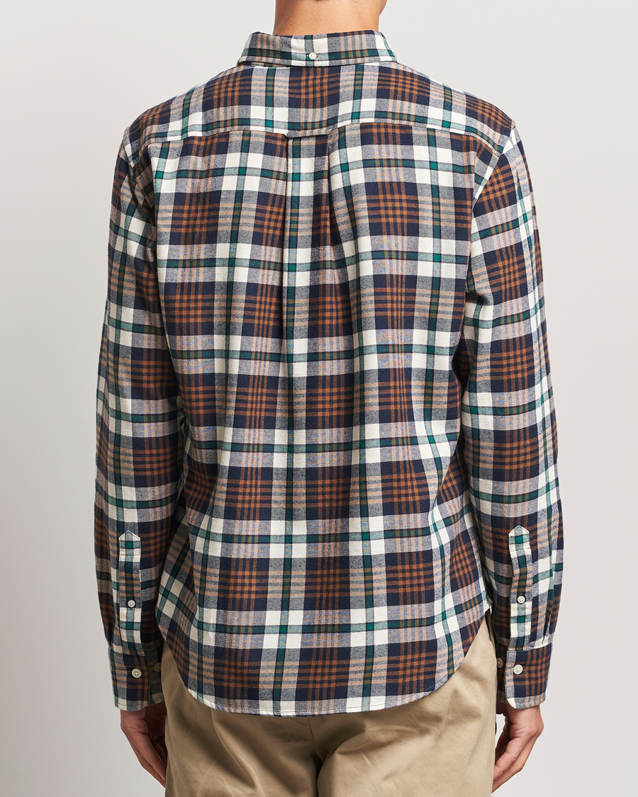 Mies | Kauluspaidat | GANT | Regular Flannel Plaid Shirt Cacao Brown