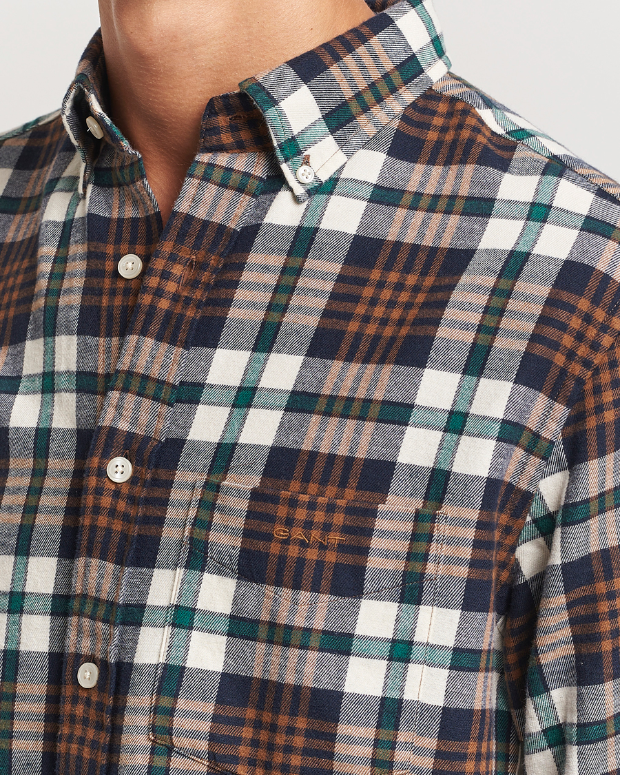 Mies | Kauluspaidat | GANT | Regular Flannel Plaid Shirt Cacao Brown