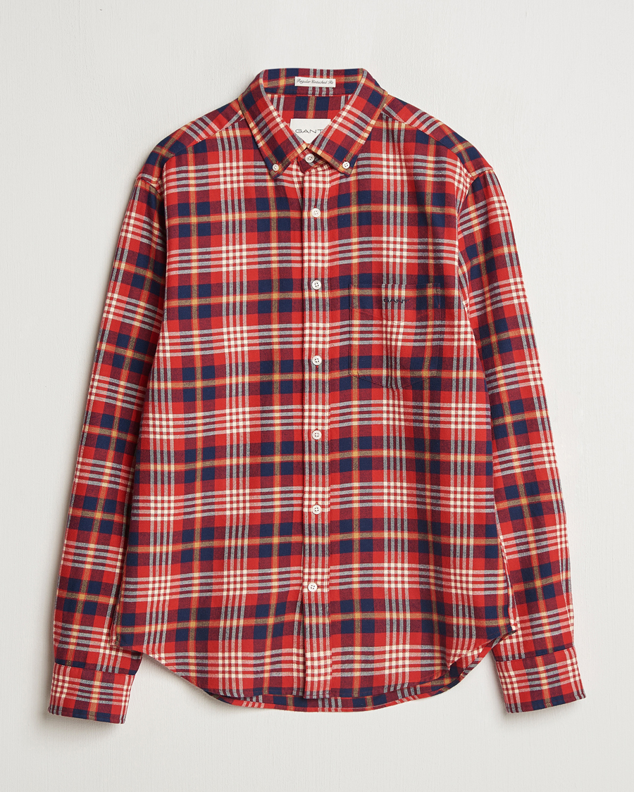 Mies | Kauluspaidat | Gant | Regular Flannel Plaid Shirt Ruby Red