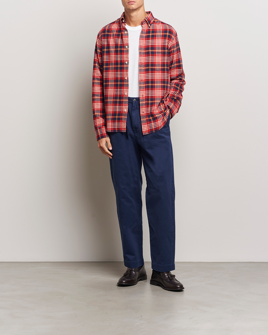 Mies | Kauluspaidat | GANT | Regular Flannel Plaid Shirt Ruby Red