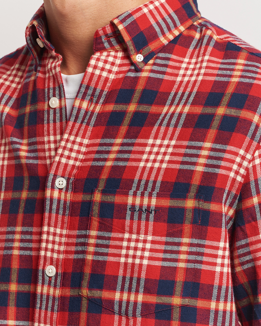 Mies | Kauluspaidat | Gant | Regular Flannel Plaid Shirt Ruby Red