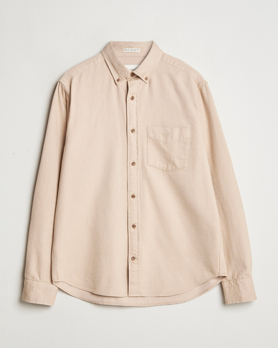 Mies | Kauluspaidat | GANT | Regular Herringbone Flannel Shirt Caramel Beige