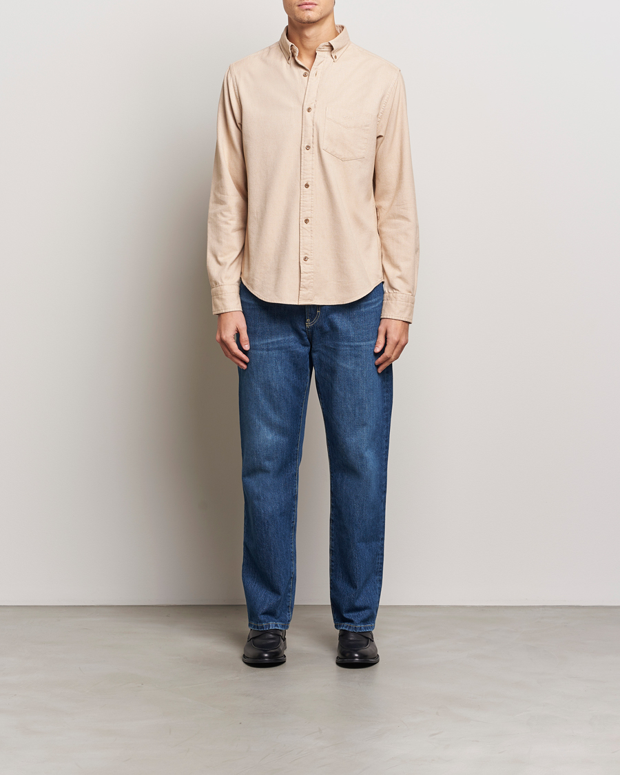 Mies | Kauluspaidat | GANT | Regular Herringbone Flannel Shirt Caramel Beige