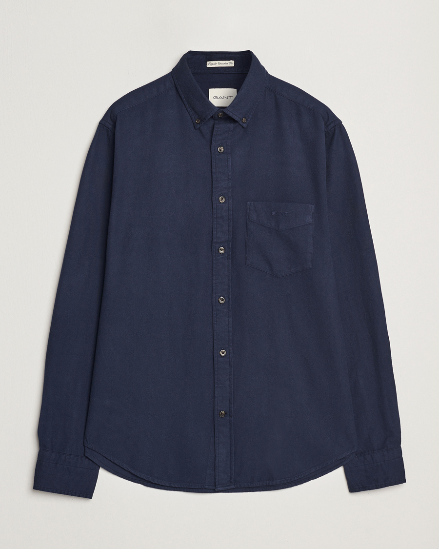 Mies | Kauluspaidat | GANT | Regular Herringbone Flannel Shirt Evening Blue