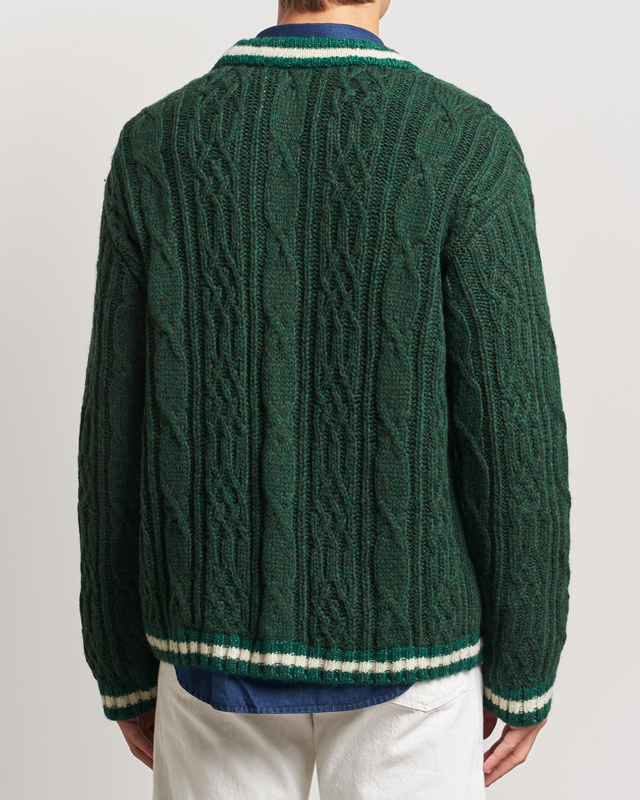 Mies | Puserot | GANT | Seasonal G Cable V-neck Cardigan Tartan Green