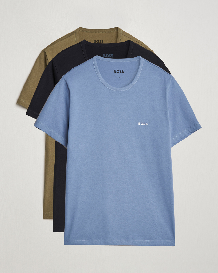 Mies | T-paidat | BOSS BLACK | 3-Pack Crew Neck T-Shirt Green/Black/Blue