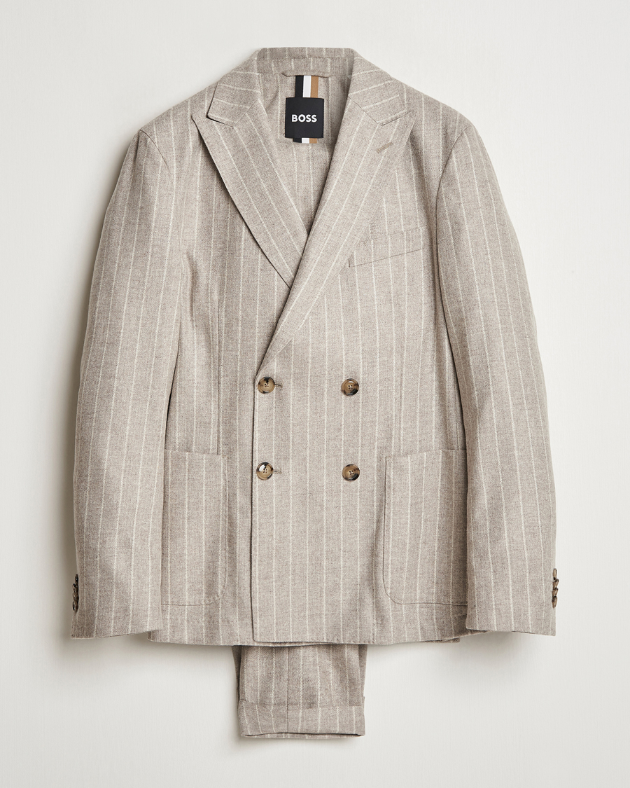 Mies | Puvut | BOSS BLACK | Hanry Wool Pinstriped Suit Light Beige